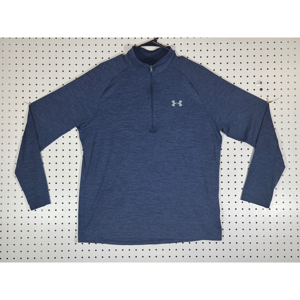 Under Armour Mens Tech 2.0 1/2 Zip Pullover Navy Blue Heather 1328495 L